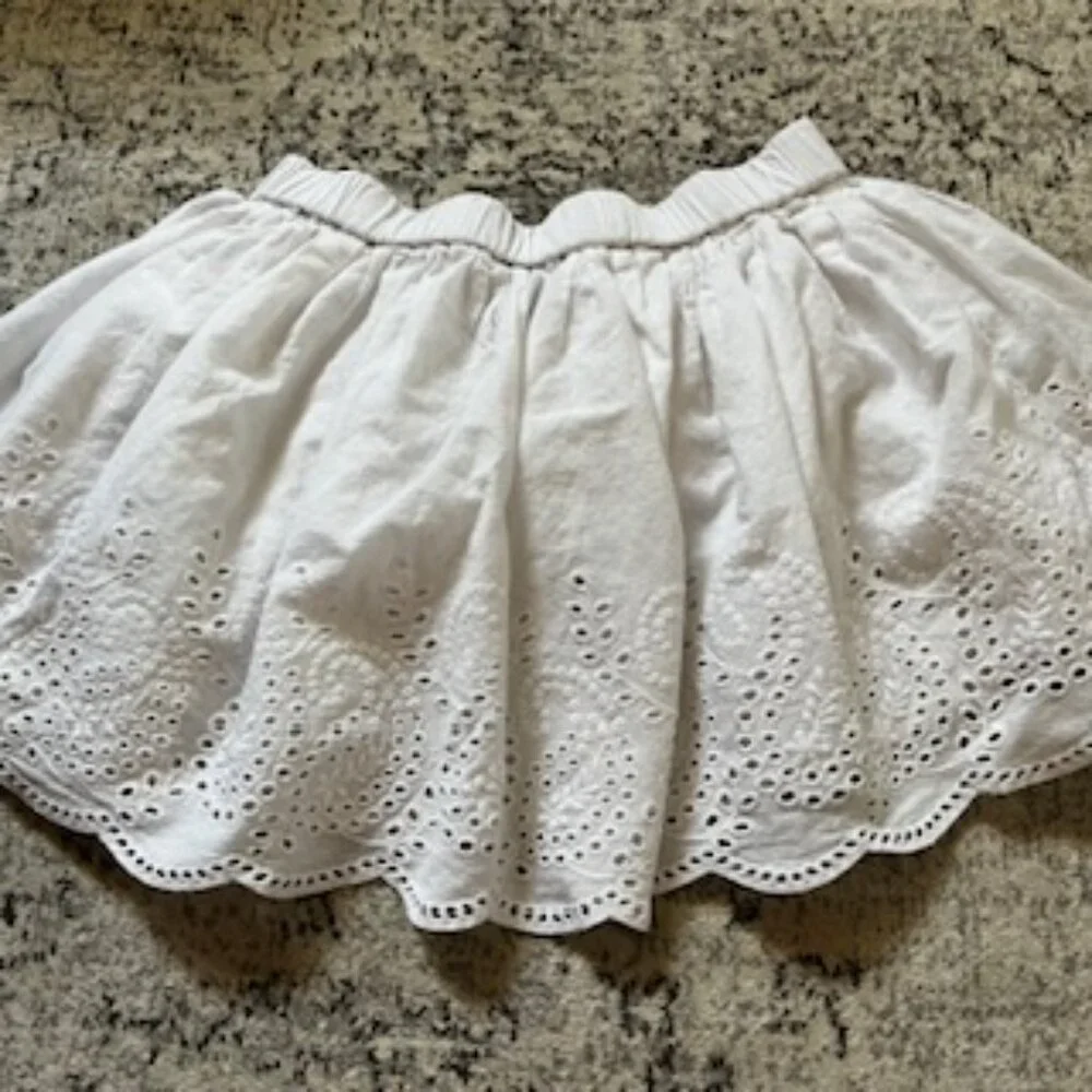 🧡3/15 Gap White Cotton Eyelet Skirt XS 4-5